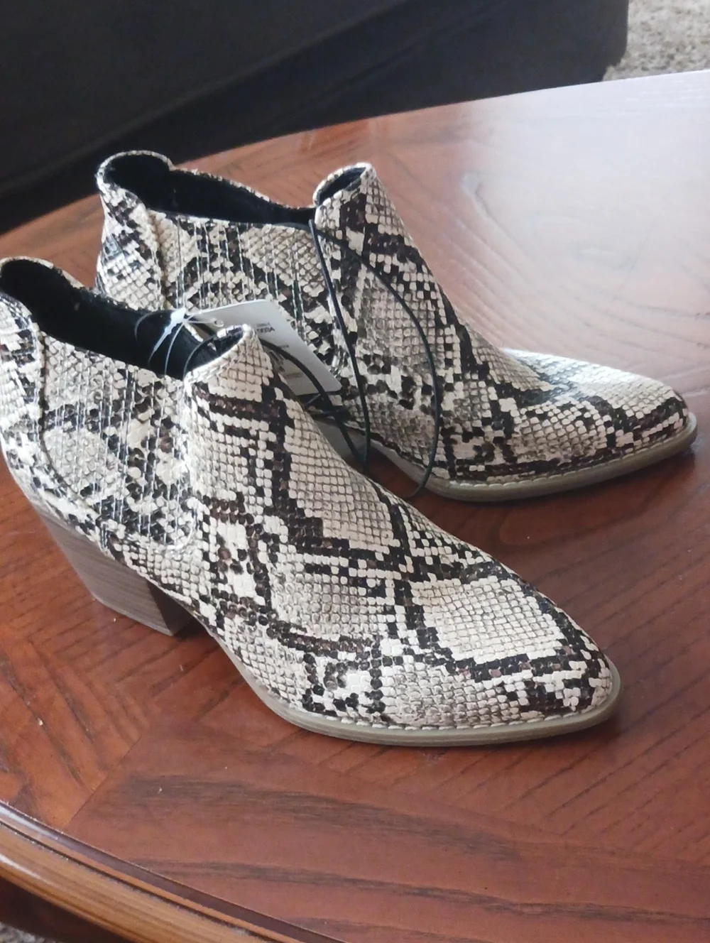 a.n.a Snake-Print Chelsea Ankle Boots in Black & Cream